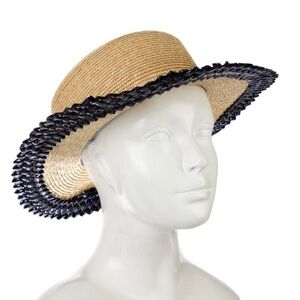 Gigi Burris Italian Sunhat with dark navy trim